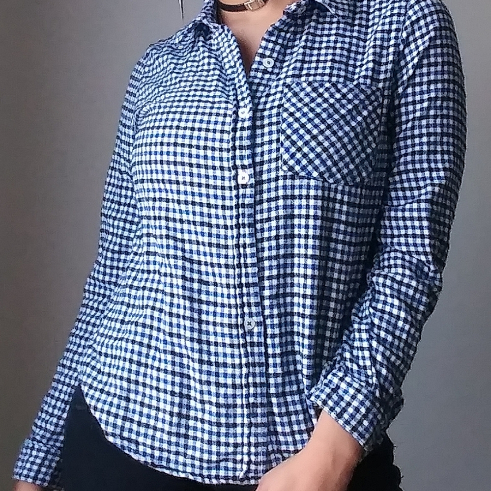 Button up plaid shirt.